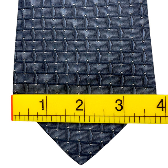 Villa Bugatti 100% Silk Tie Made in Italy Blue Basket Weave Pattern 58" 3.75" - Picture 8 of 10